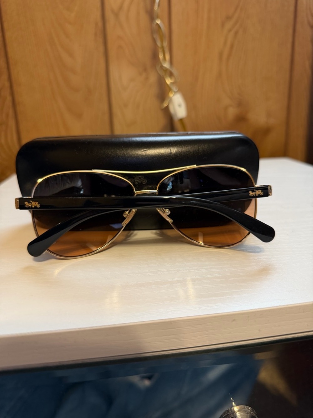 Coach Gold Frame Aviator Sunglasses with Brown Gradient Lenses - Picture 2 of 3